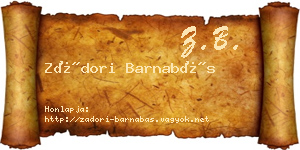 Zádori Barnabás névjegykártya
